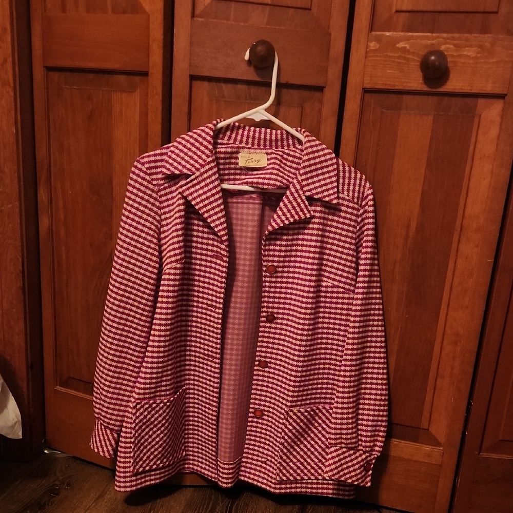 Women's Red/White Checkered Blazer
